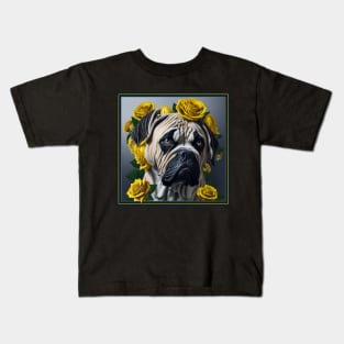 Boston Terrier yellow roses Kids T-Shirt